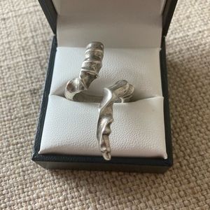 UNO de 50 Silver Ring Modernist Brutalist Goth Boho Size: 5.5-6 adjustable